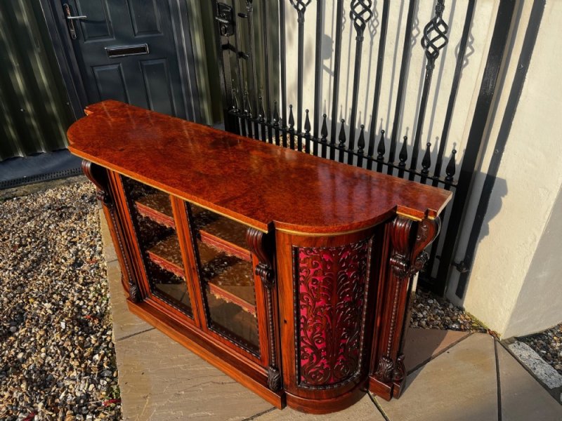 A Stunning Quality Early Victorian Period Gonçalo Alves And Amboyna Bookcase/credenza - Image 14