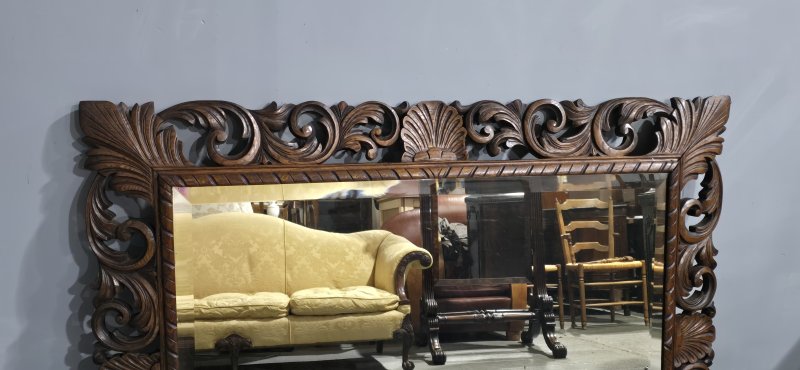 Large Oak Framed Cushion Mirror - Image 2