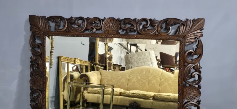 Large Oak Framed Cushion Mirror - Image 8