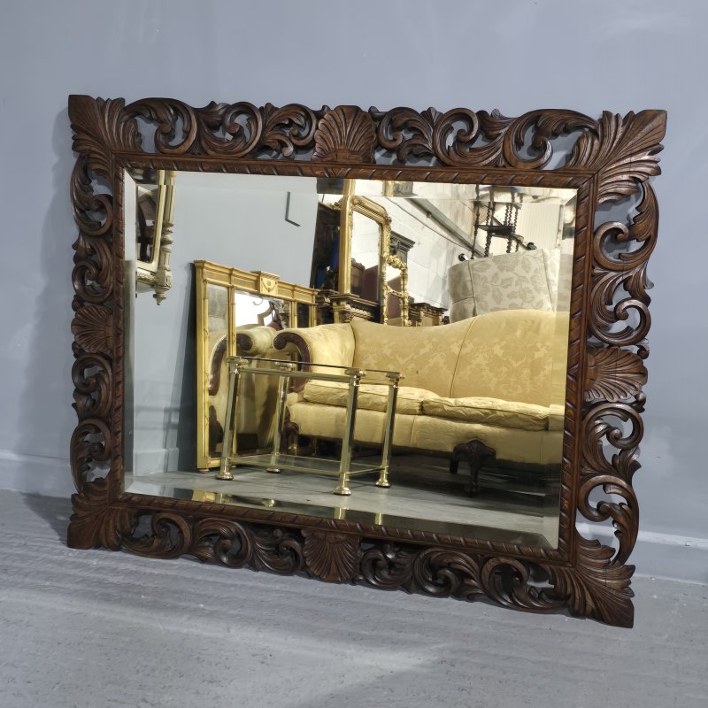 Large Oak Framed Cushion Mirror - Image 6
