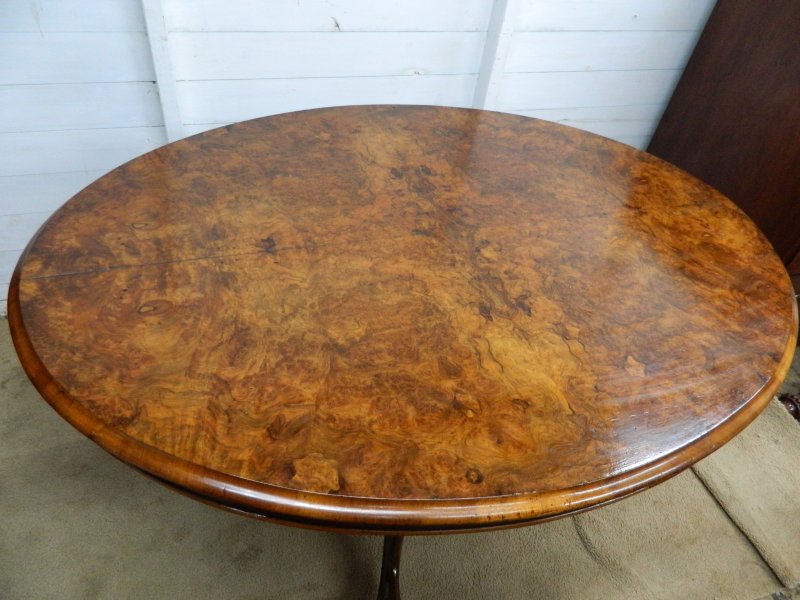 Victorian Burr Walnut Tilt Top Table,