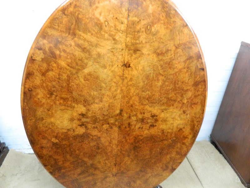 Victorian Burr Walnut Tilt Top Table, - Image 21