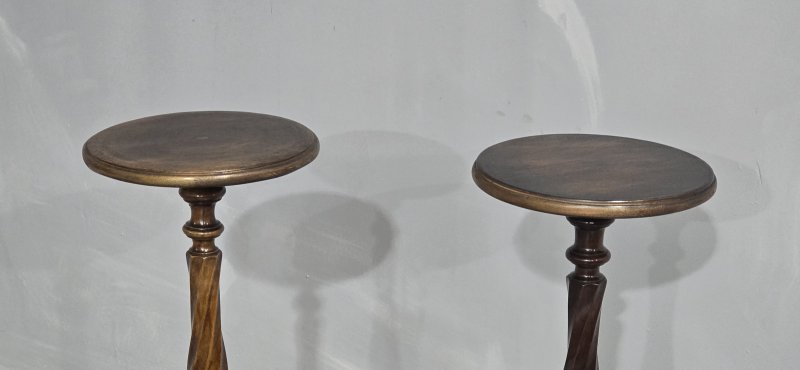 Pair Mahogany and Brass Torchere Stands - Image 5