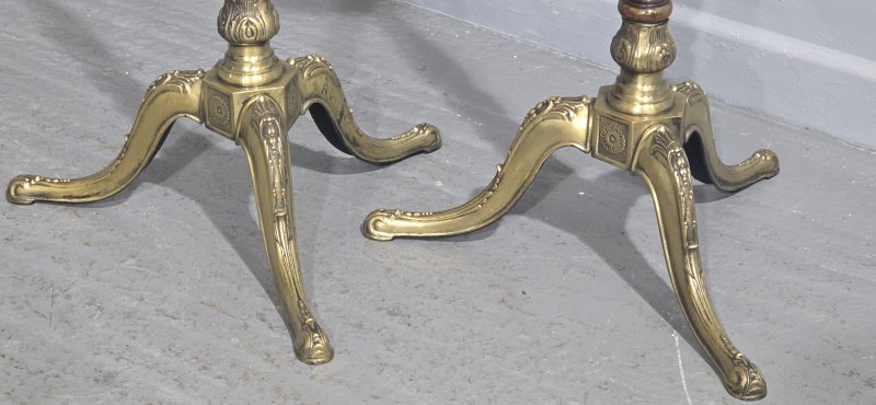 Pair Mahogany and Brass Torchere Stands - Image 8