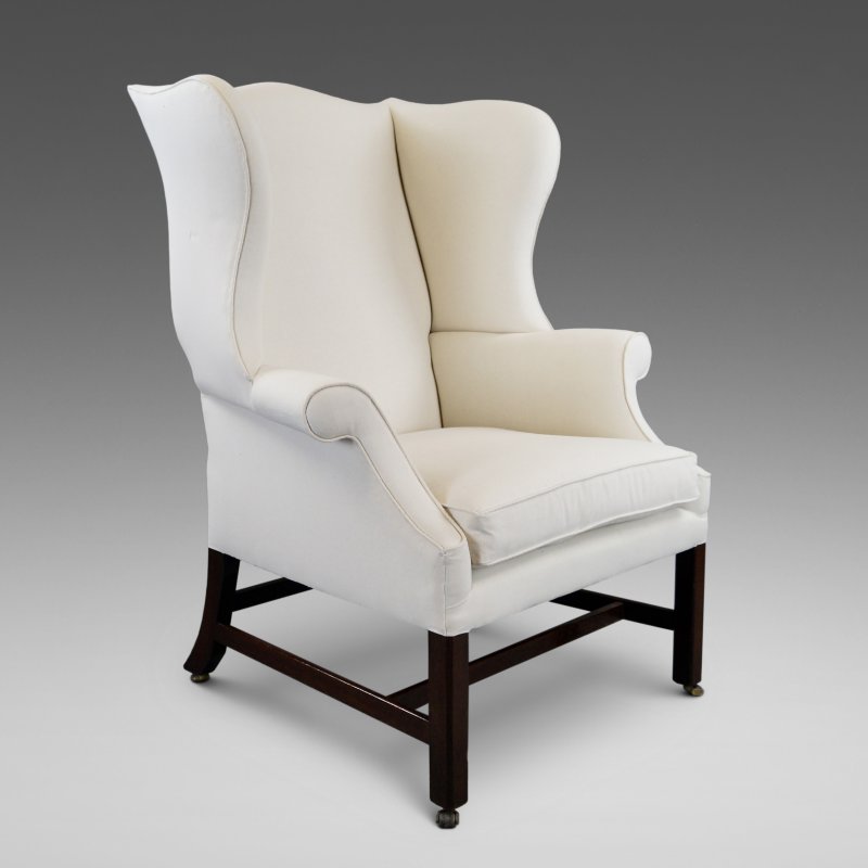 A Large George III Mahogany Wing Chair