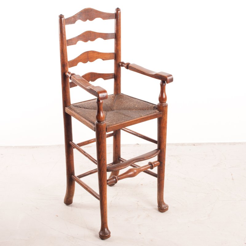 Child's Rush Seated Ladderback High Chair