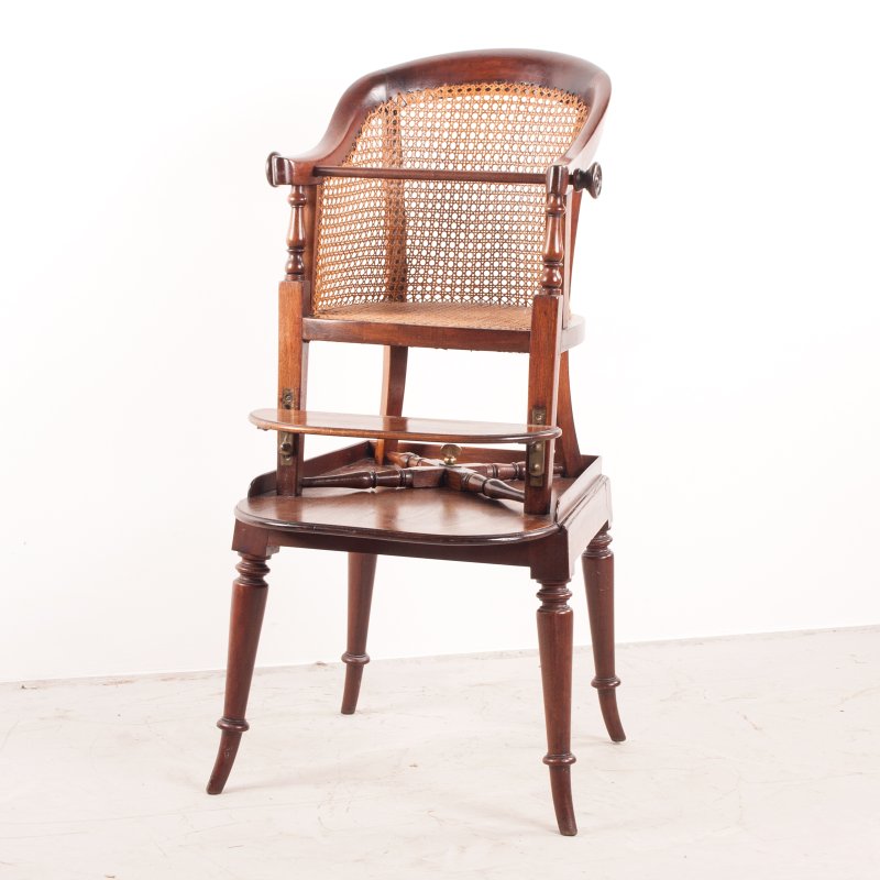 19thC Child's Caned Mahogany Tub Highchair - Image 2