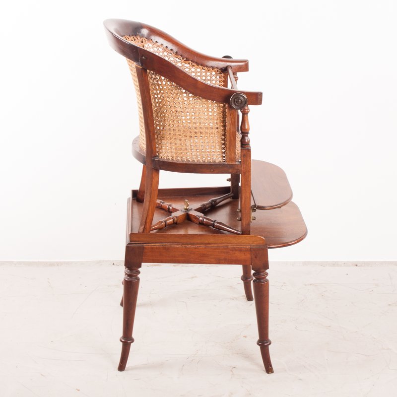 19thC Child's Caned Mahogany Tub Highchair - Image 5