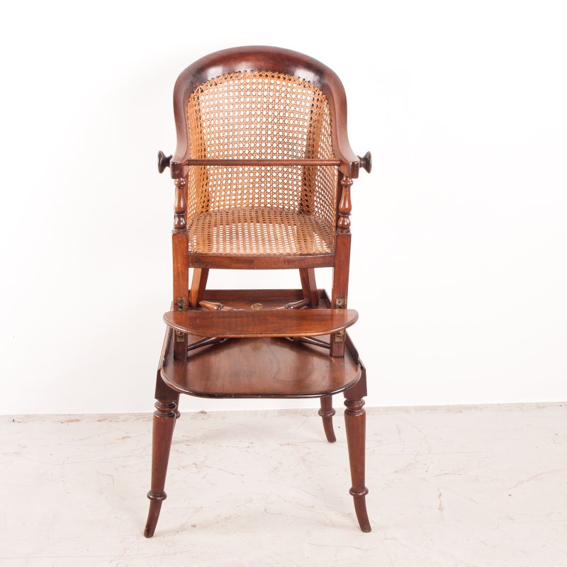 19thC Child's Caned Mahogany Tub Highchair - Image 3