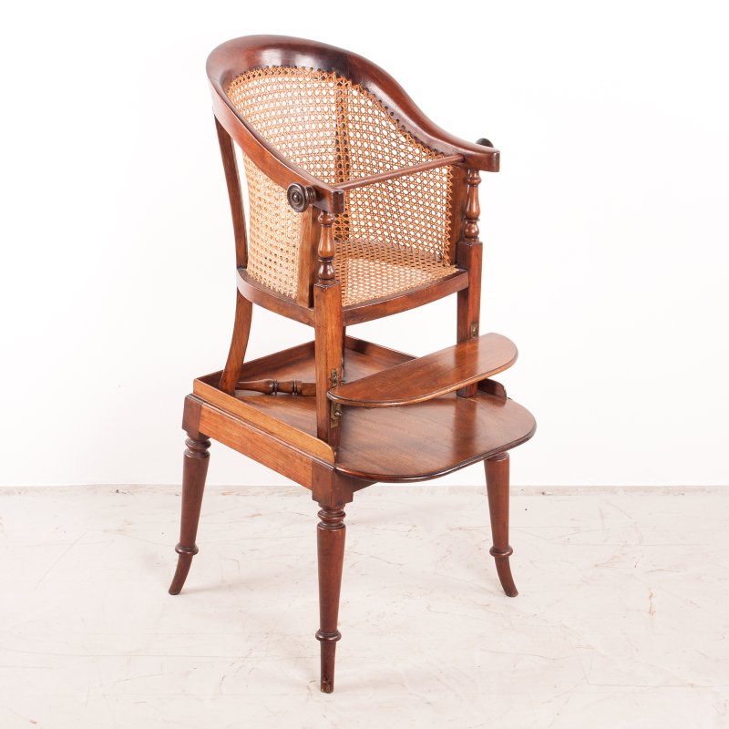 19thC Child's Caned Mahogany Tub Highchair - Image 4