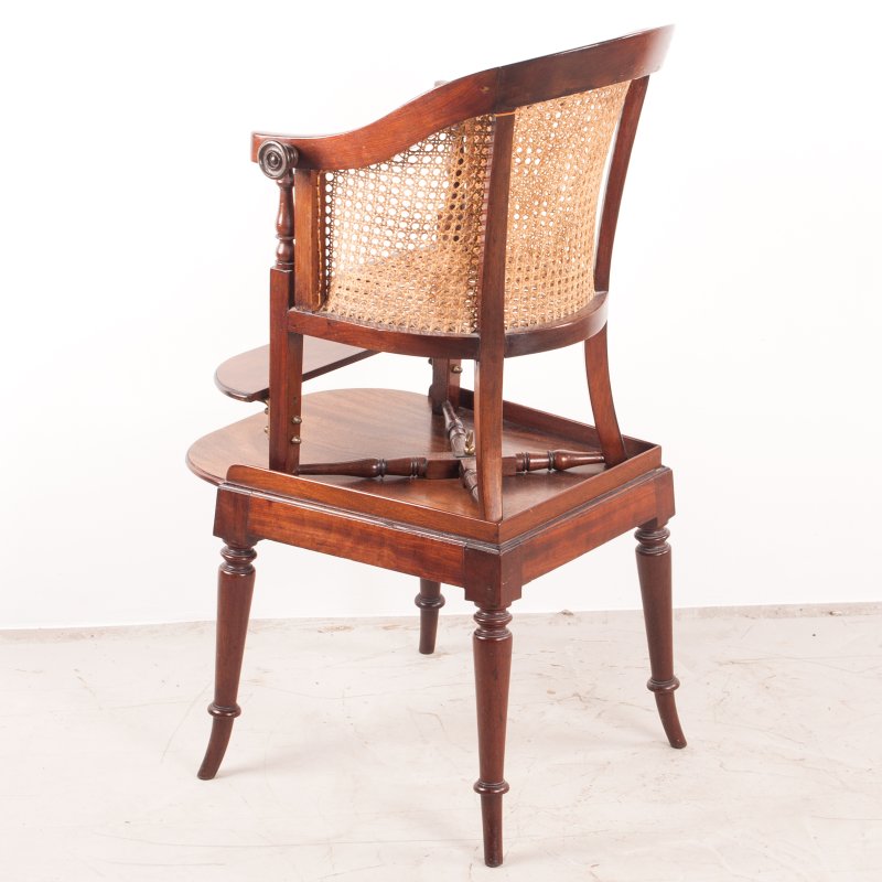 19thC Child's Caned Mahogany Tub Highchair - Image 7