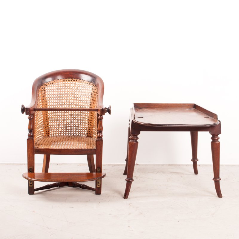 19thC Child's Caned Mahogany Tub Highchair - Image 9