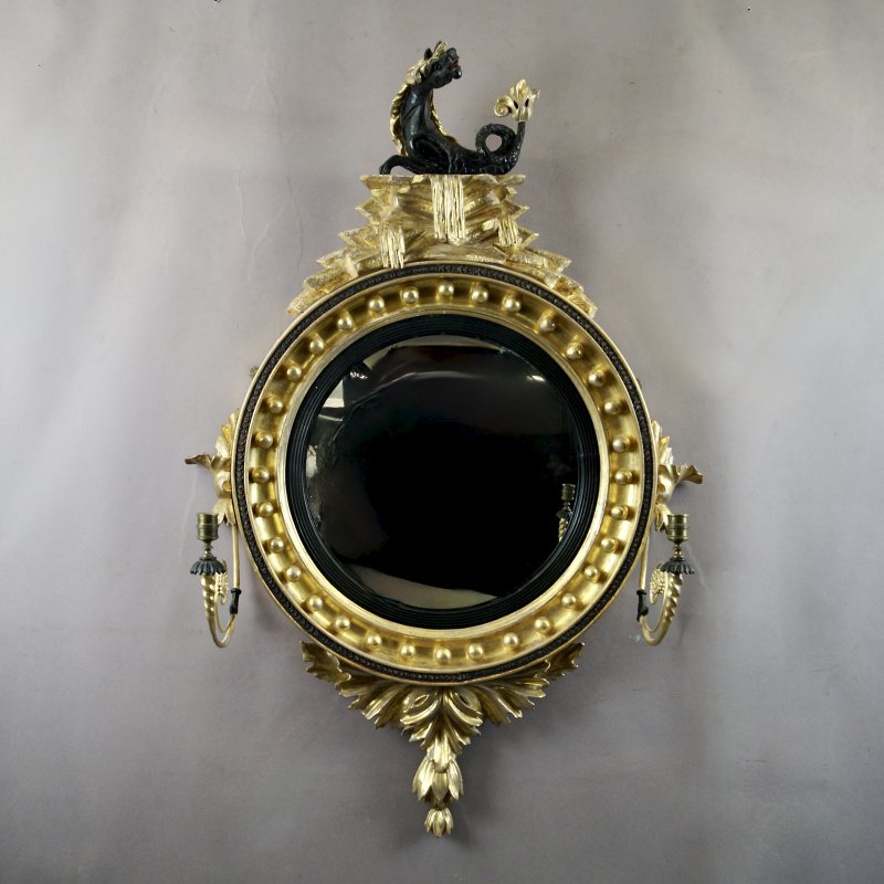 A Rare Regency Convex Gilt Wood Mirror - Image 2