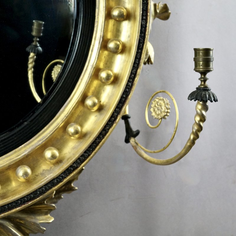 A Rare Regency Convex Gilt Wood Mirror - Image 5