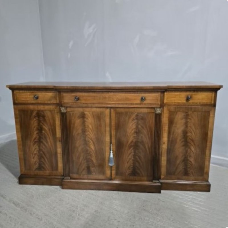 Fine Brass Inlaid Breakfront Mahogany Sideboard