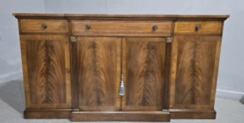 Fine Brass Inlaid Breakfront Mahogany Sideboard - Image 2