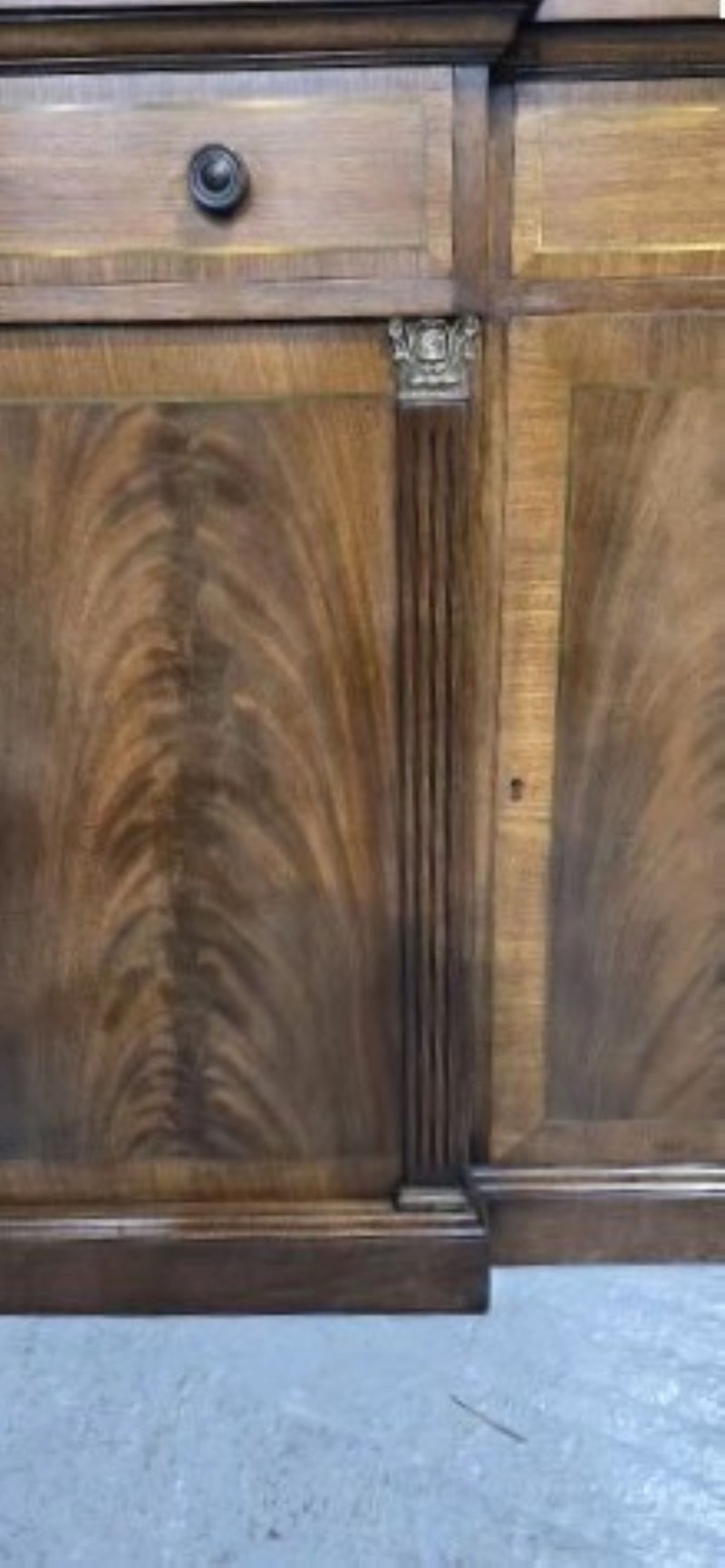 Fine Brass Inlaid Breakfront Mahogany Sideboard - Image 4