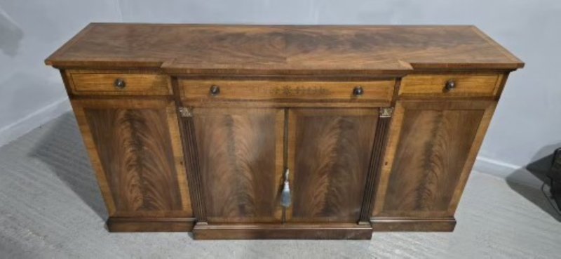 Fine Brass Inlaid Breakfront Mahogany Sideboard - Image 11