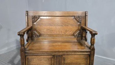 Good Oak Table Top Hall Bench Settle - Image 7