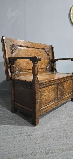 Good Oak Table Top Hall Bench Settle - Image 12