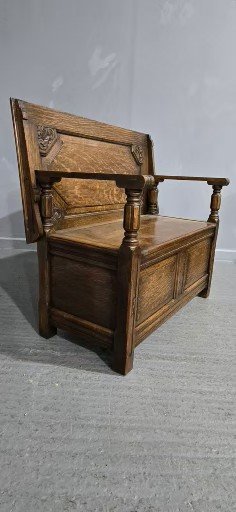 Good Oak Table Top Hall Bench Settle - Image 13