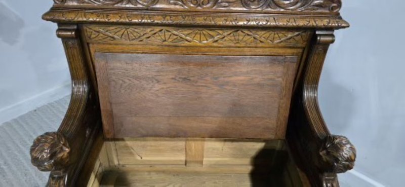 Excellent Green Man Hall Monks Bench - Image 8