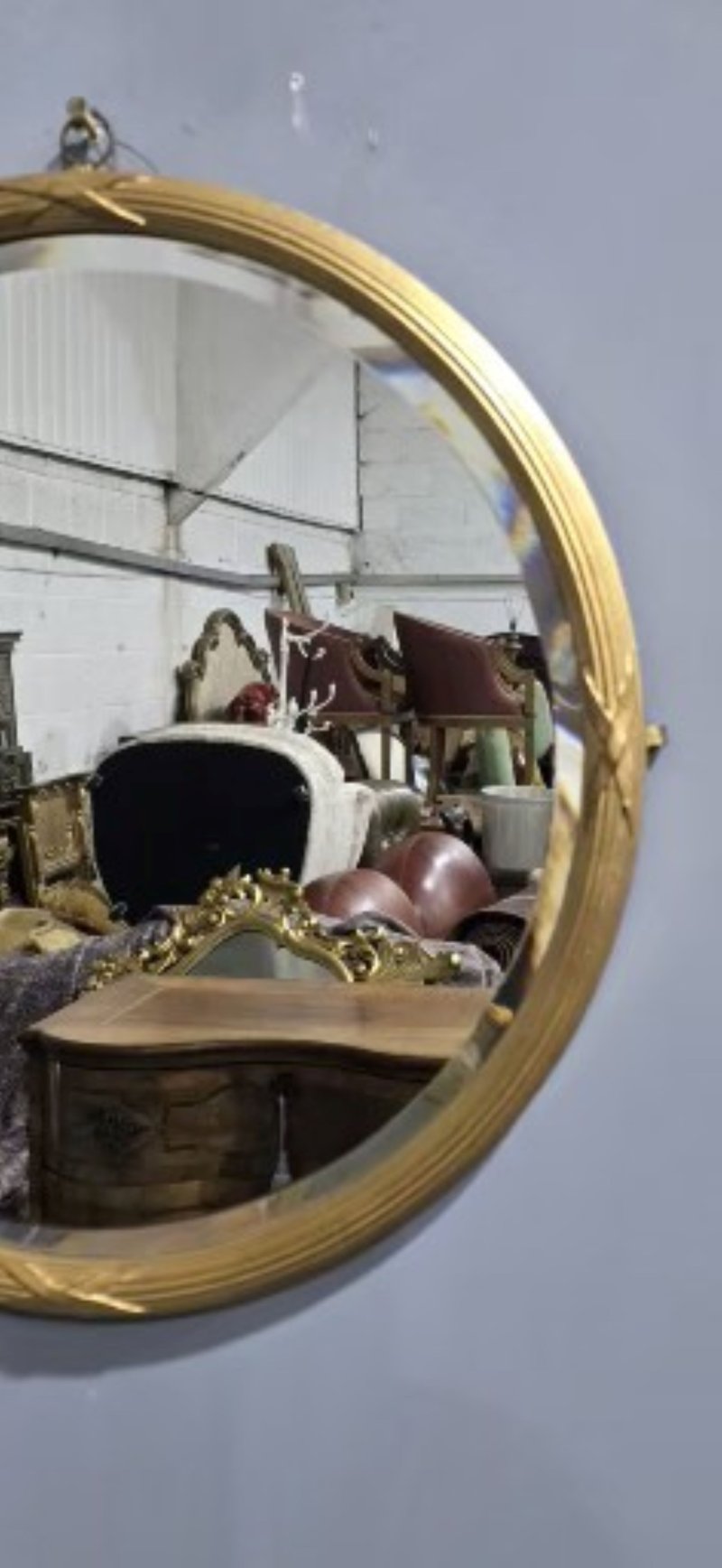 Good Edwardian Round Gilt Mirror - Image 2