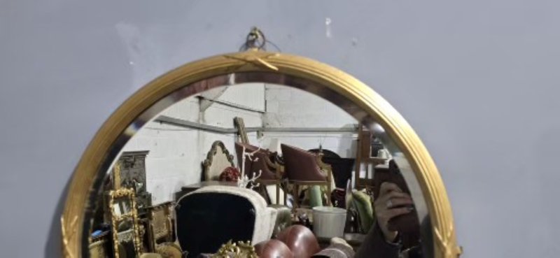 Good Edwardian Round Gilt Mirror - Image 5