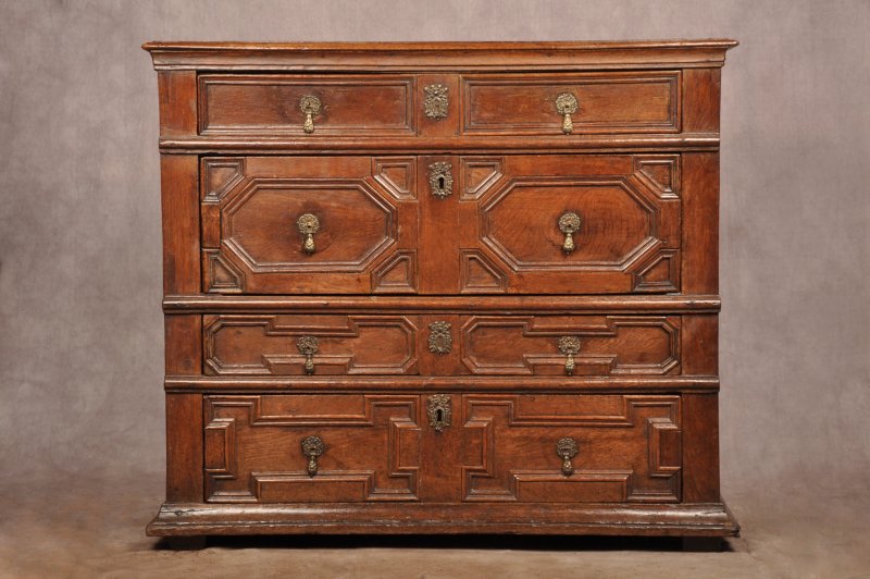A Rare Charles II Oak Chest Of Drawers