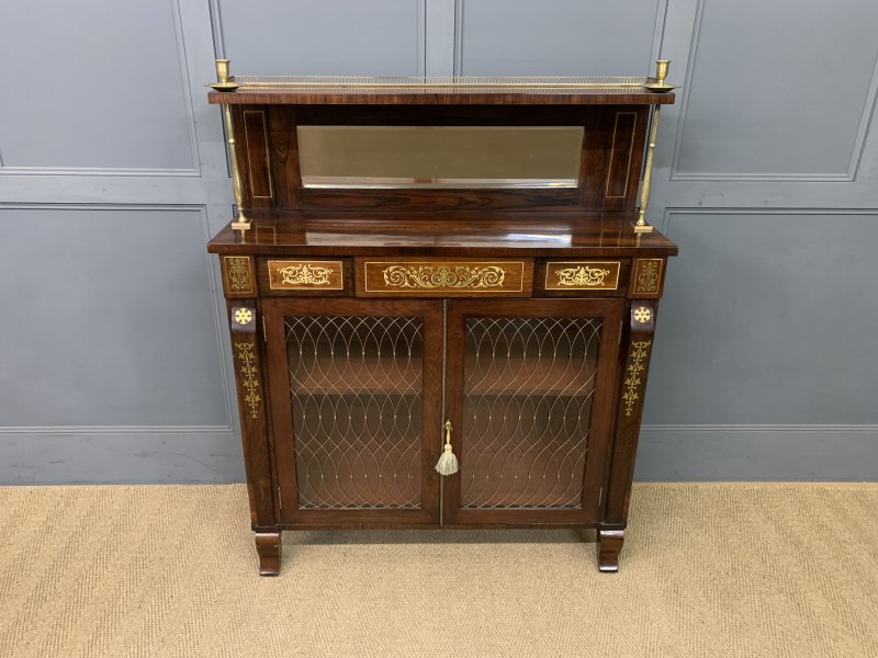 Brass Inlaid Regency Rosewood Chiffonier