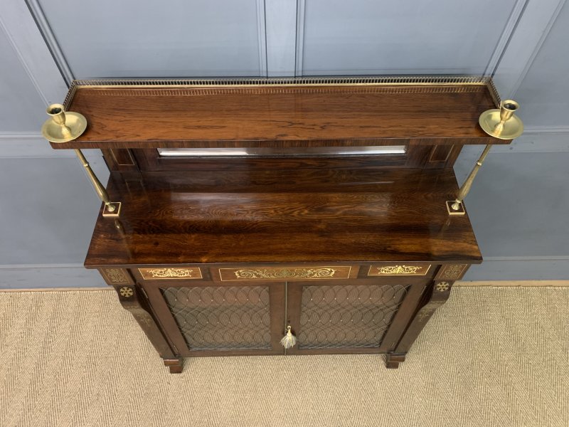 Brass Inlaid Regency Rosewood Chiffonier - Image 4
