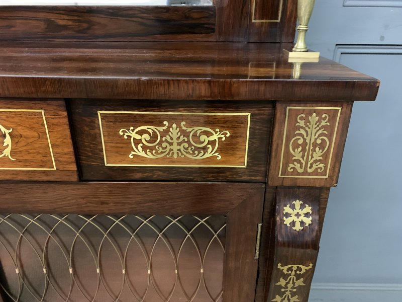 Brass Inlaid Regency Rosewood Chiffonier - Image 11