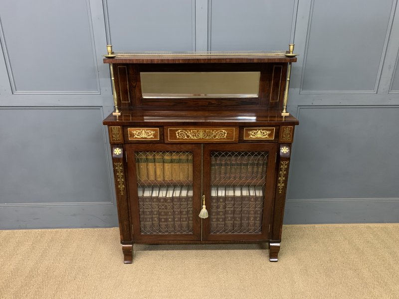 Brass Inlaid Regency Rosewood Chiffonier - Image 8