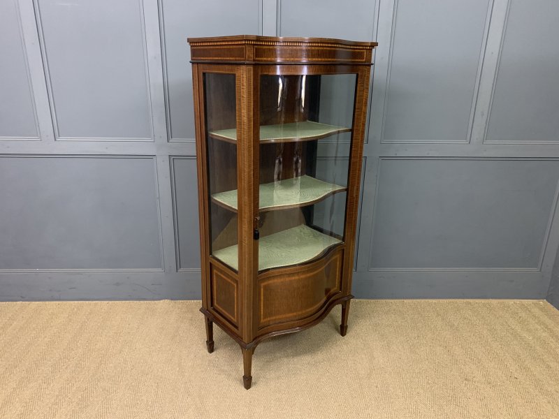 Serpentine Inlaid Mahogany Display Cabinet