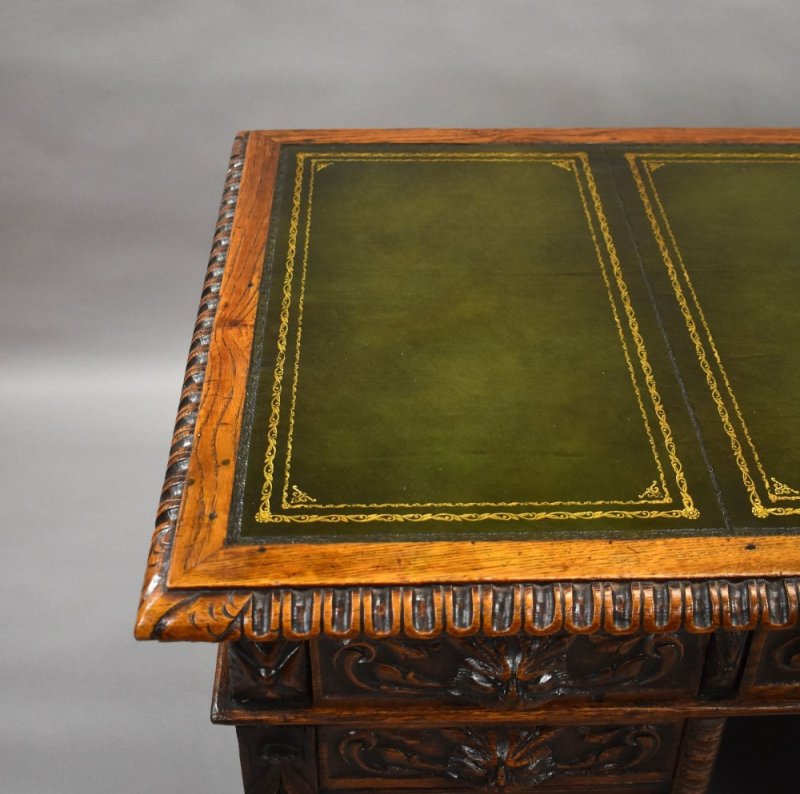 Victorian Carved Oak Desk - Image 10
