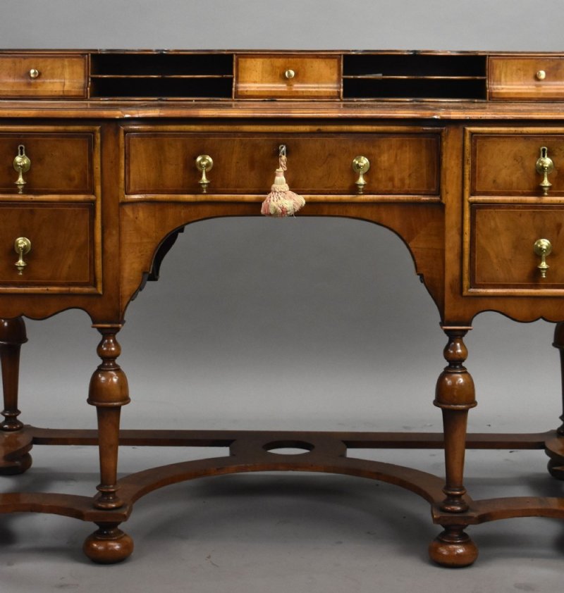 Antique Queen Anne Style Walnut Writing Table - Image 7