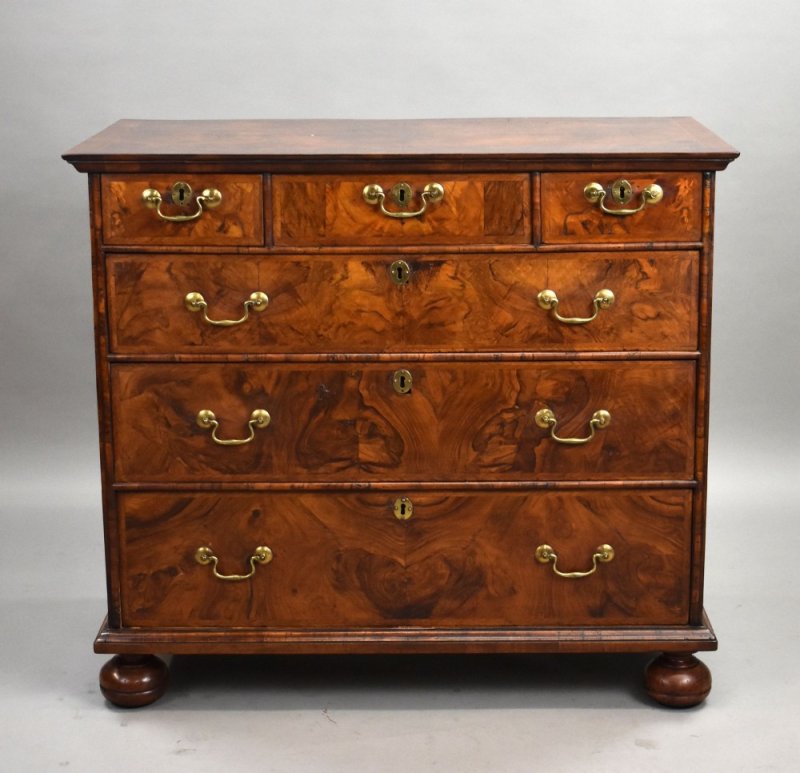 George III Burr Walnut Chest Of Drawers - Image 4