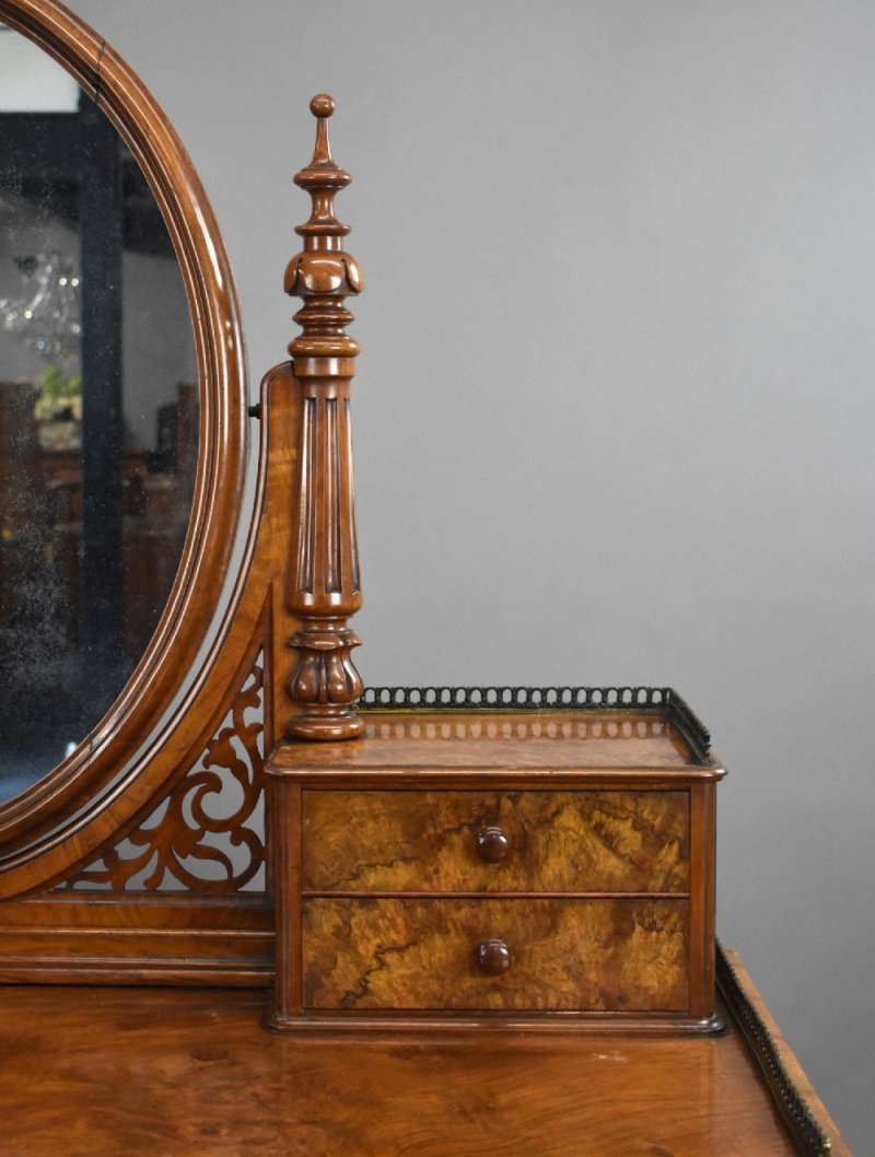Victorian Burr Walnut Dressing Table - Image 8