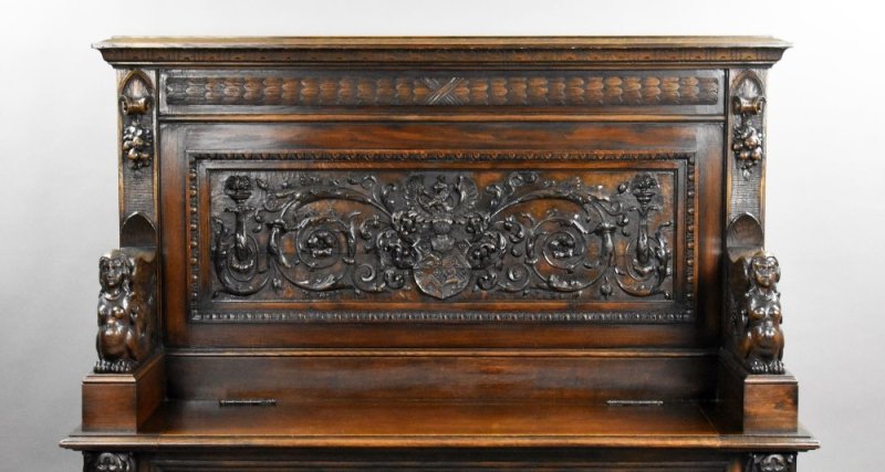 19th Century Carved Oak Hall Bench - Image 6