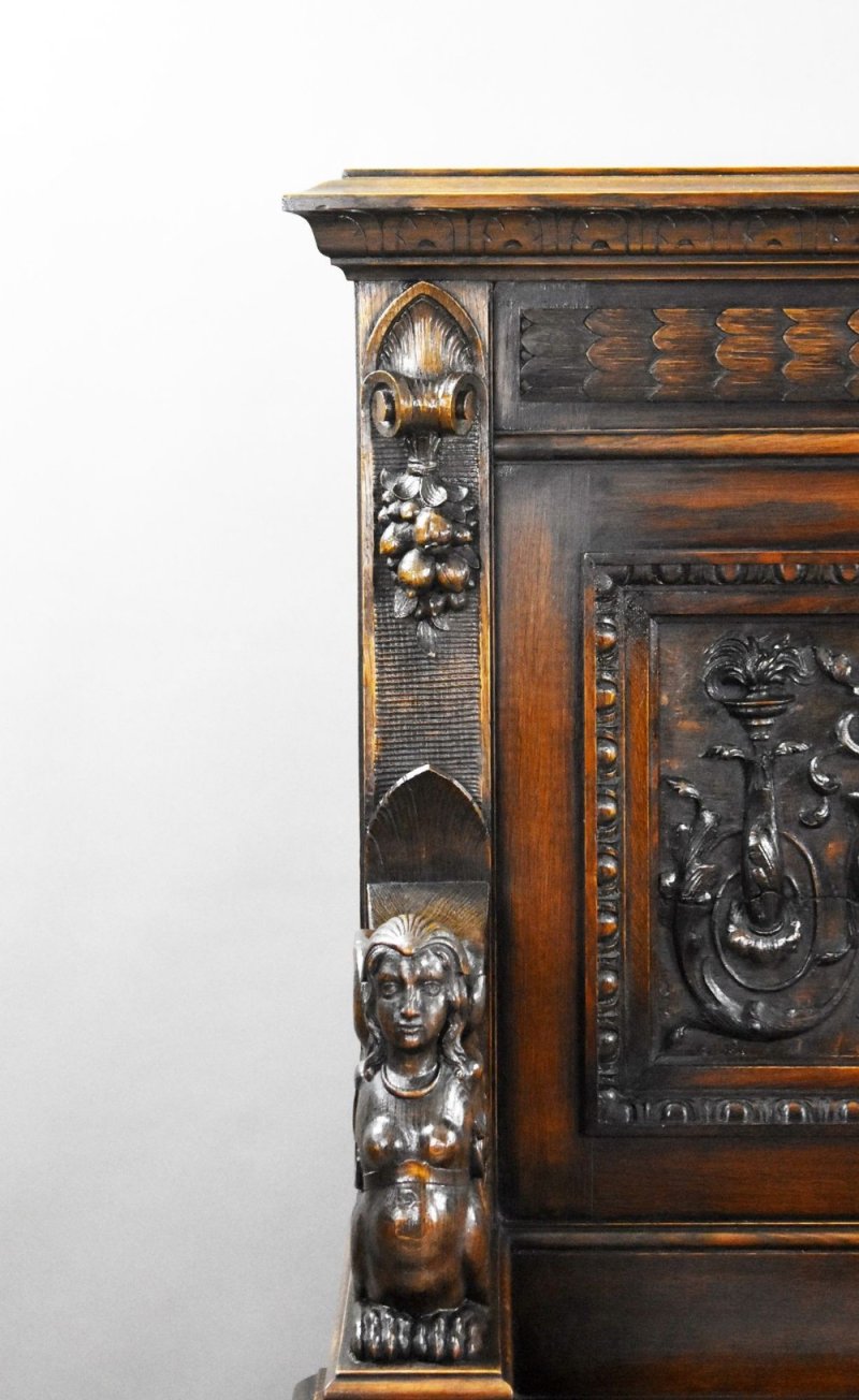19th Century Carved Oak Hall Bench - Image 7