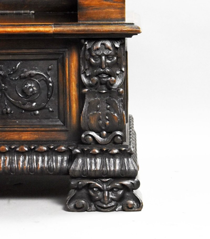 19th Century Carved Oak Hall Bench - Image 11