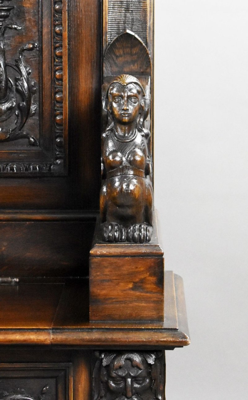 19th Century Carved Oak Hall Bench - Image 10
