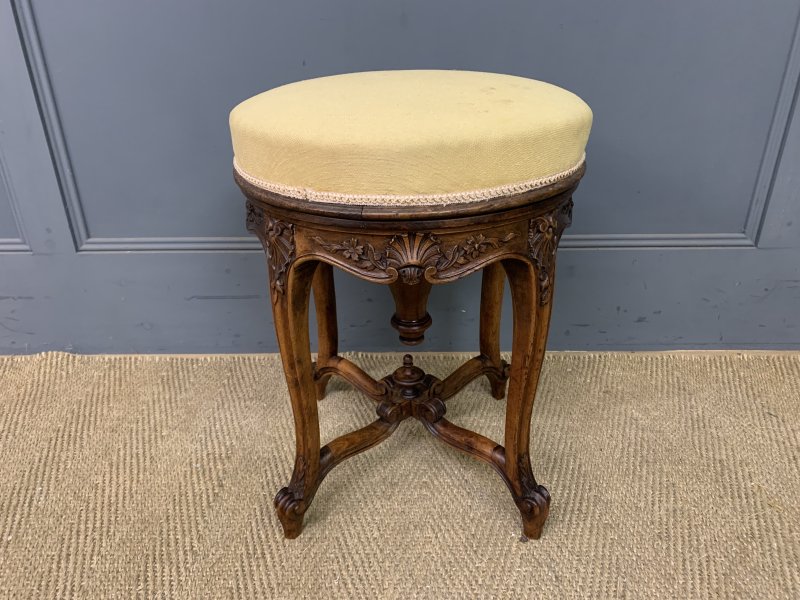 French Walnut Adjustable Piano Stool