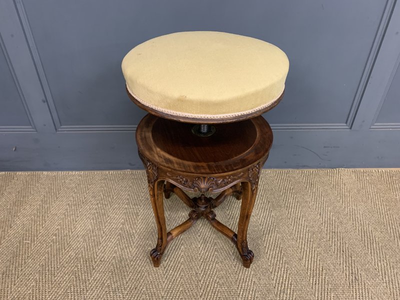 French Walnut Adjustable Piano Stool - Image 5