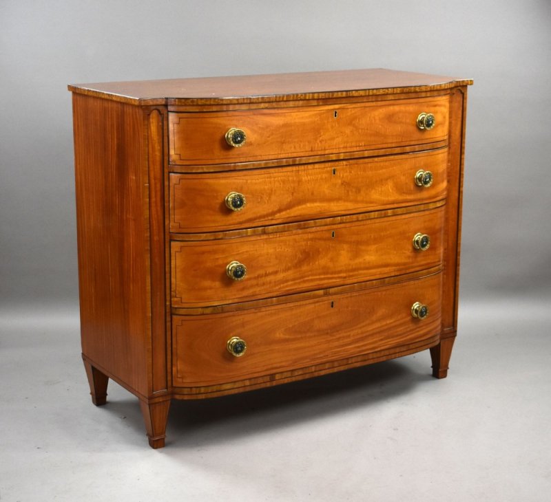 Regency Satinwood Bow Front Chest