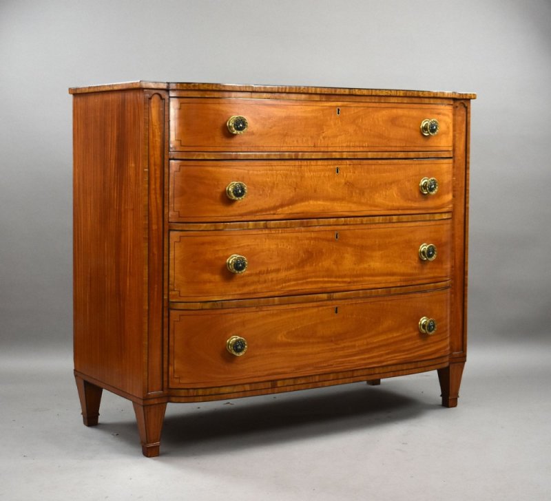 Regency Satinwood Bow Front Chest - Image 2