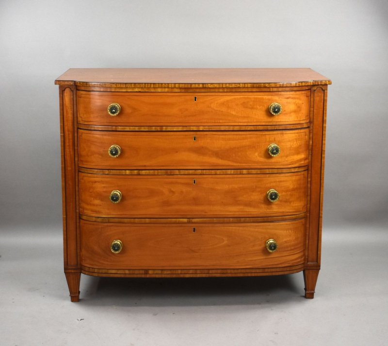 Regency Satinwood Bow Front Chest - Image 3
