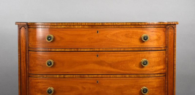Regency Satinwood Bow Front Chest - Image 7