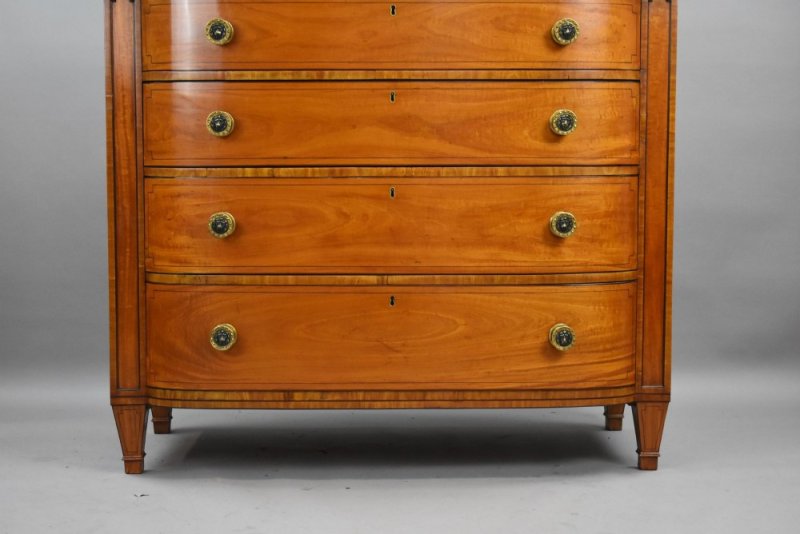 Regency Satinwood Bow Front Chest - Image 8