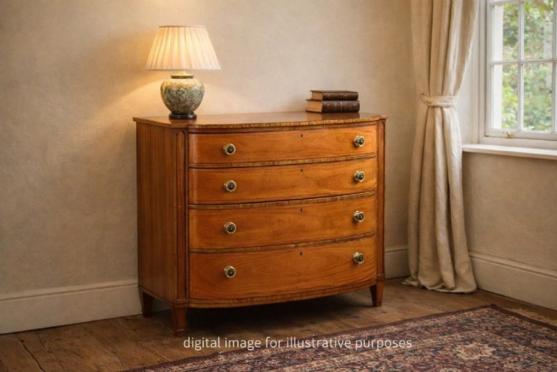 Regency Satinwood Bow Front Chest - Image 11